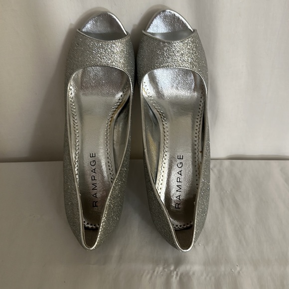 Rampage Silver Sparkle Peep Toe High Heels - Picture 8 of 9